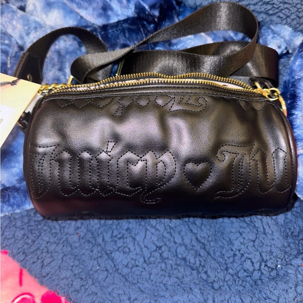 Juicy Couture Black Quilted Crossbody Bag with Gold Hardware